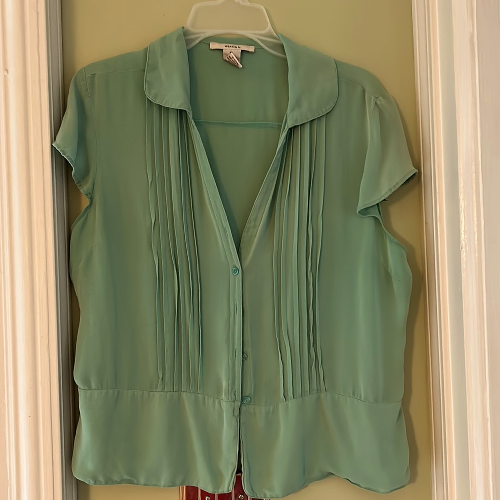 Sea foam green blouse from Target, very lightweight, soft, gorgeous color